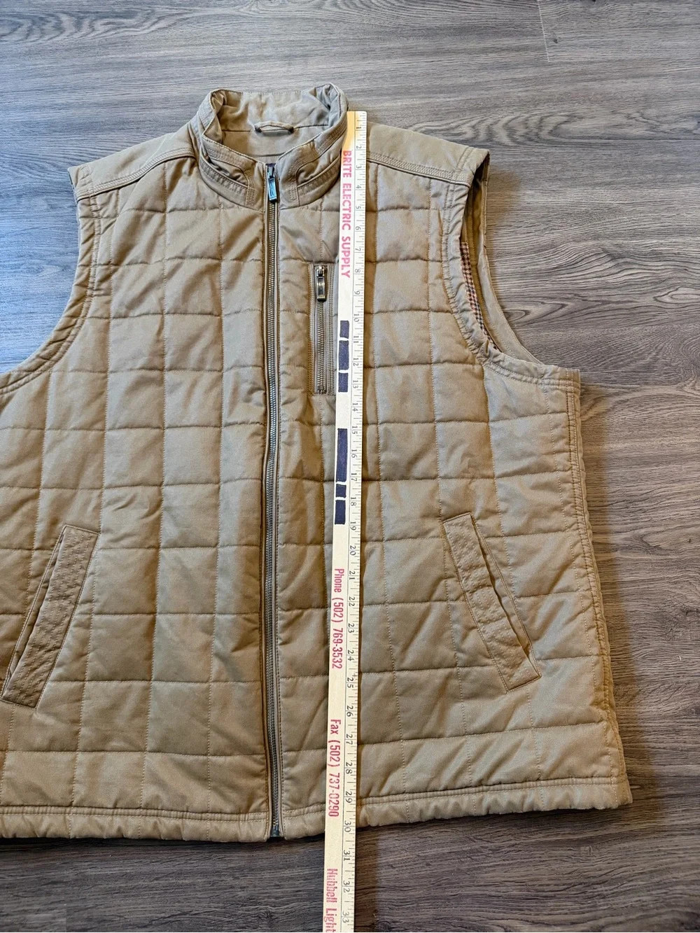 Johnston & Murphy Men’s XXL Full-Zip Quilted Faux Leather Vest Brown